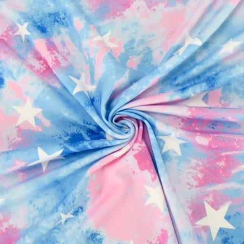 Sky Blue/Pink/White Galaxy Digital Printed DTY Brushed Knit 84830