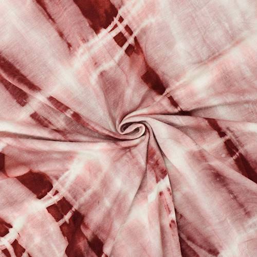 Burgundy Red/White Tie Dye Rayon Jersey Knit 84831