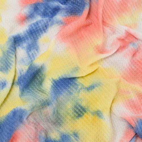 Coral/Banana/Royal Tie Dye Waffle Knit 84813
