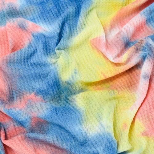 Coral/Banana/Royal Tie Dye Waffle Knit 85012