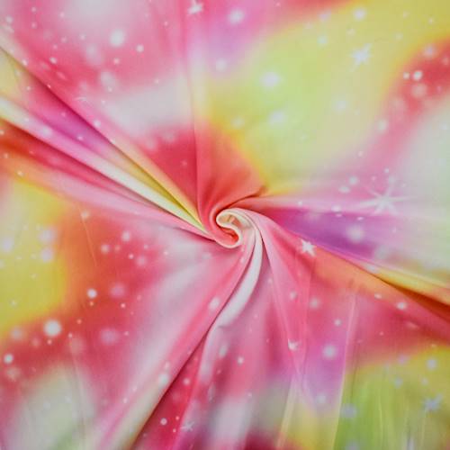 Pink/Yellow/Orange Galaxy Digital Printed DTY Brushed Knit 84845