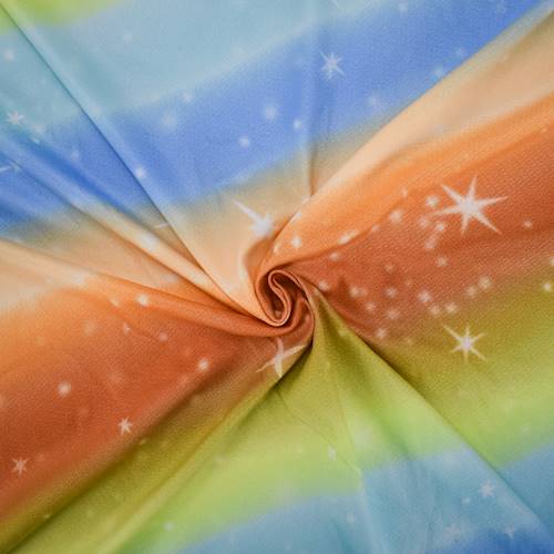Orange/Blue/Yellow Galaxy Printed DTY Brushed Knit 84847