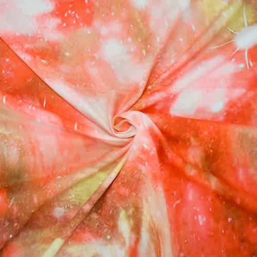 Coral Orange/White Solar Galaxy Printed DTY Brushed Knit 84852