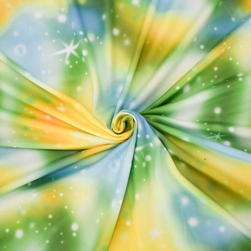 Green/Yellow/Teal Galaxy Digital Printed DTY Brushed Knit 84860