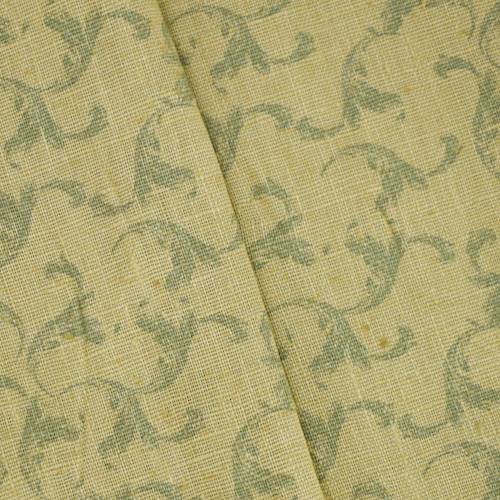Beige/Green Chris Stone Scroll Printed Linen Decor Fabric DFW58814