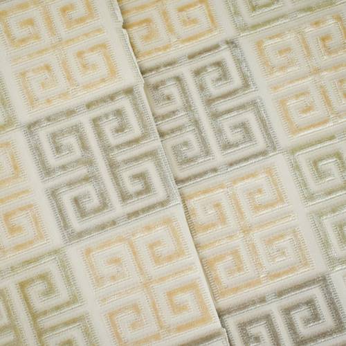 Baked Beige/Taupe Greek Key Pile Velvet Decorating Fabric DFW58820