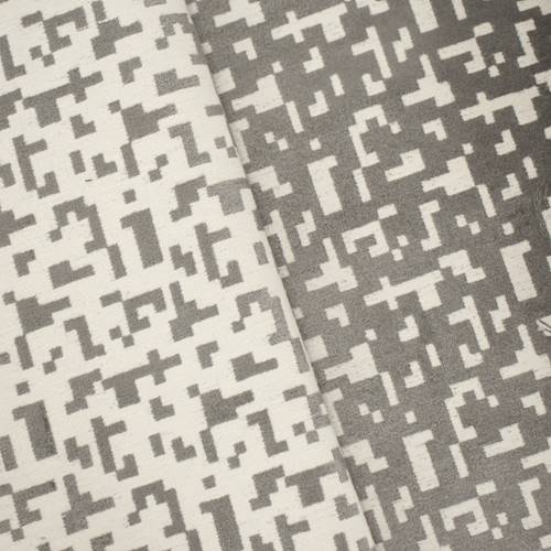 Gray/White Abstract Pixel Chenille Damask Decorating Fabric DFW58824