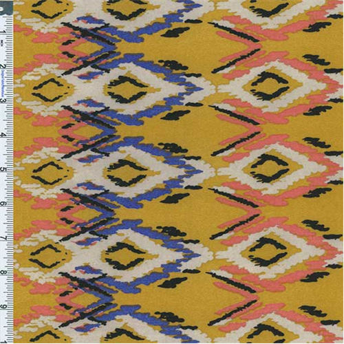 *3 YD PC--Gold Southwest Diamond Print Peached Stretch Knit
