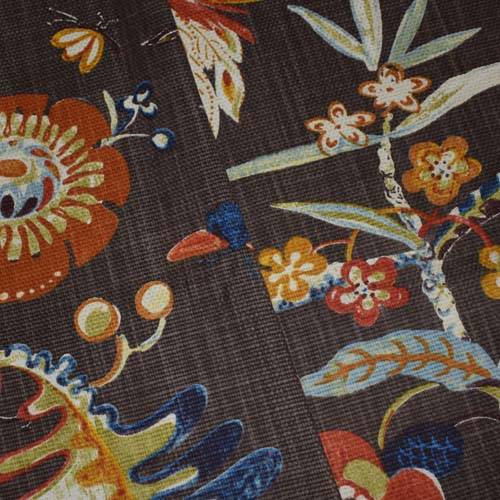 Brown/Multi Braemore Floral Print Basketweave Decor Fabric DFW58962