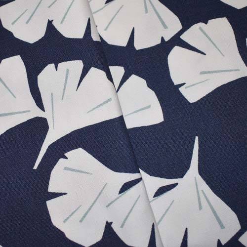 Navy/White/Teal Abstract Leaf Printed Canvas Decor Fabric DFW58984