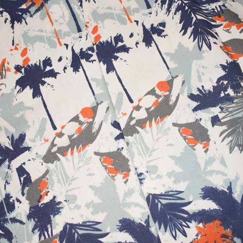 Navy/Teal/Multi Abstract Palm Printed Canvas Decor Fabric DFW58993