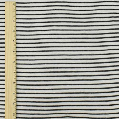 *2 YD PC--Black/Off White Lyocell Blend Stripe Tissue Jersey Knit