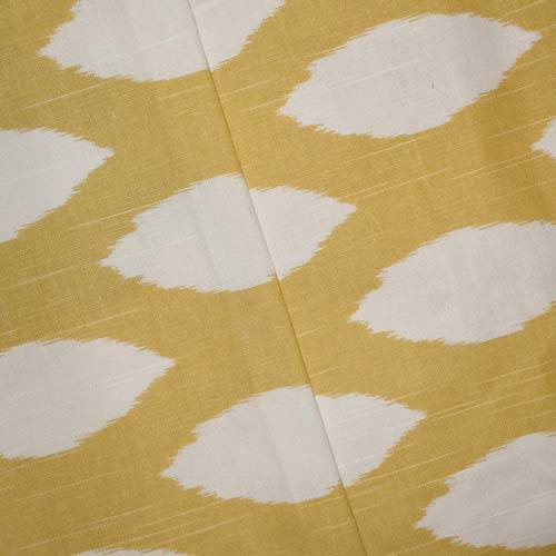 Antique Yellow/White Sphere Ikat Printed Canvas Decor Fabric DFW59006