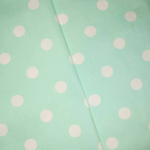 Mint Green/White Polka Dot Printed Twill Decorating Fabric DFW59014