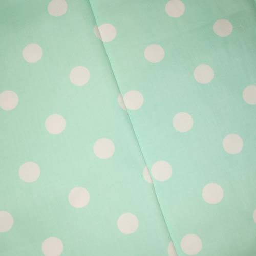 Mint Green/White Polka Dot Printed Twill Decorating Fabric - DFW59014