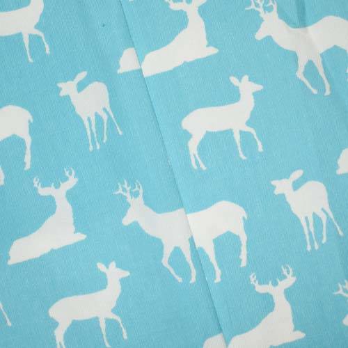 Aqua Blue/White Deer/Moose Printed Twill Decorating Fabric DFW59015