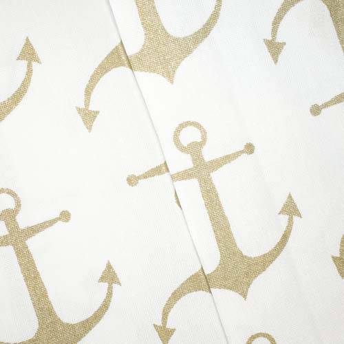 White/Gold Sparkle Premier Anchor Print Canvas Decor Fabric DFW59087