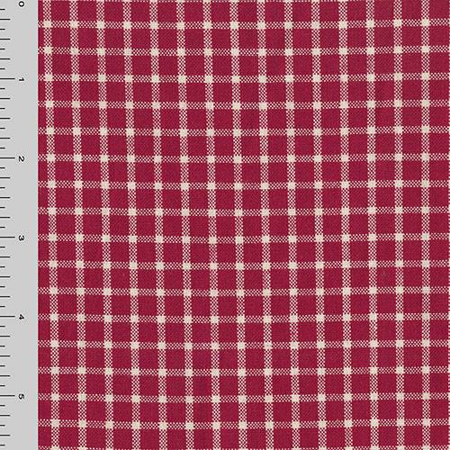 *2 YD PC--Red/Cream White Cotton Plaid Woven Home Decorating Fabric