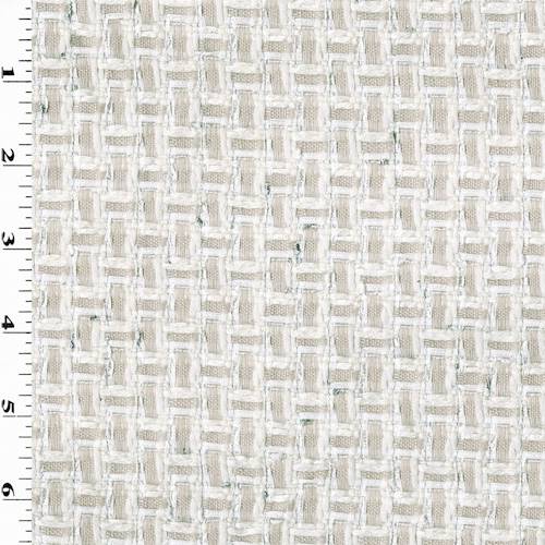 *2 YD PC--Beige/Ivory/Silver Sparkle Basket Texture Jacketing