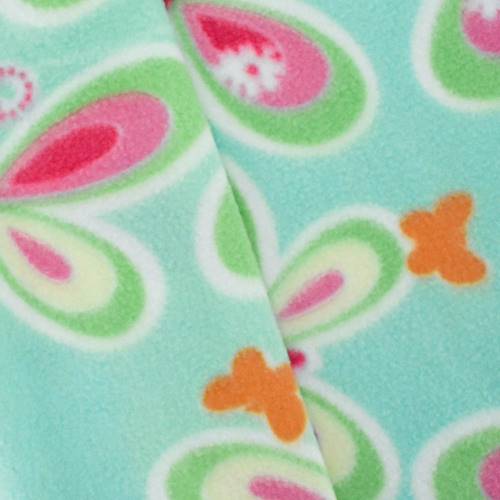 *1 YD PC--Misty Blue/Pink Multi Butterfly Printed Fleece