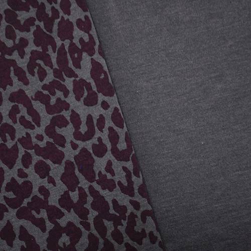 Burgundy/Gray Cheetah Printed Double Knit 71074
