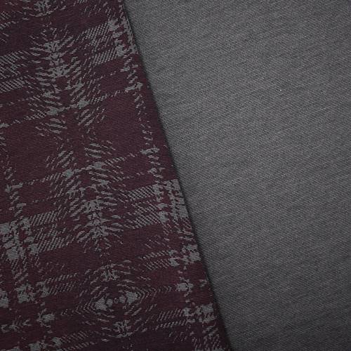 Burgundy/Gray Abstract Plaid Printed Double Knit 71080