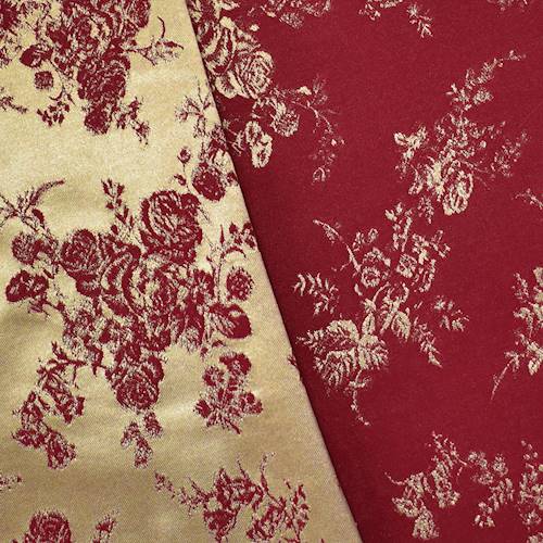 Royal Red/Gold Floral Stretch Brocade 71083
