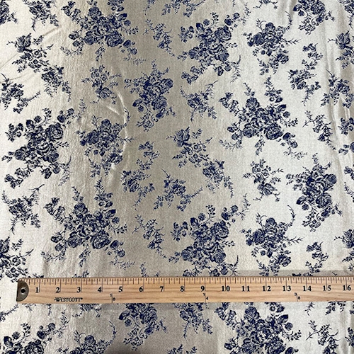 Royal Blue/Gold Floral Stretch Brocade