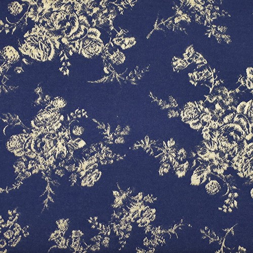 Royal Blue/Gold Floral Stretch Brocade