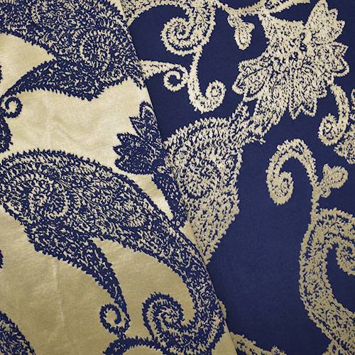 Royal Blue/Gold Floral Paisley Stretch Brocade 71096