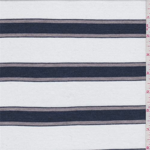 *2 5/8 YD PC--White/Blue Stripe Jersey Knit