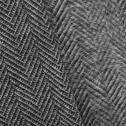 Black/Gray Wool Blend Textured Herringbone Jacketing 71034
