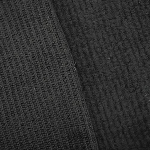 Night Black Wool Blend Fleece Back Rib Knit 71066