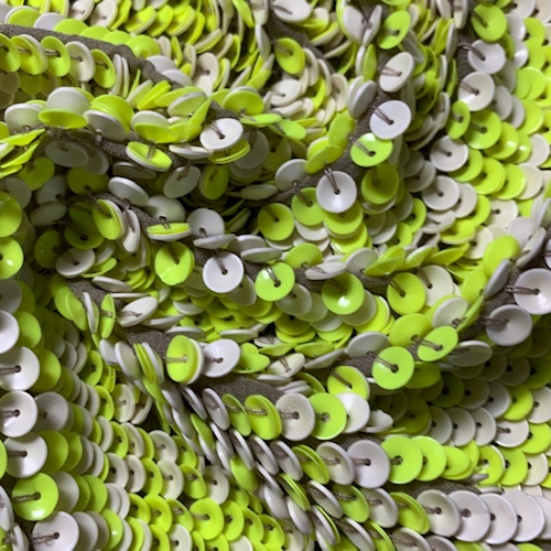 Bisque/Neon Yellow Sequin Chiffon