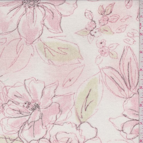 Off White/Pink Printed Floral Cotton