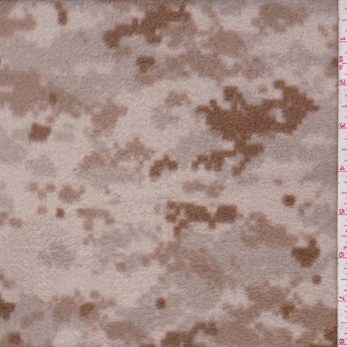 Pale Tan/Taupe Pixelated Camo Printed Fleece