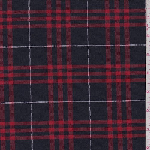 Navy/Cherry Red Plaid Suiting
