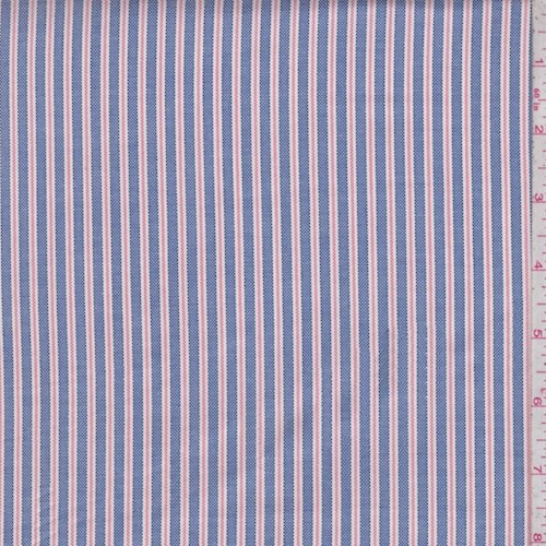Ink Blue/Salmon Stripe Oxford Shirting