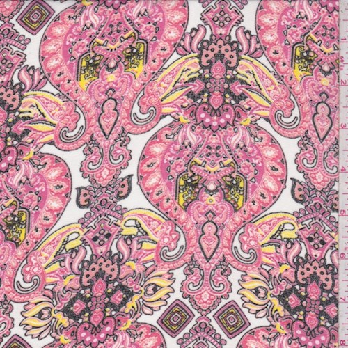 White/Pink/Yellow Baroque Crepe Georgette