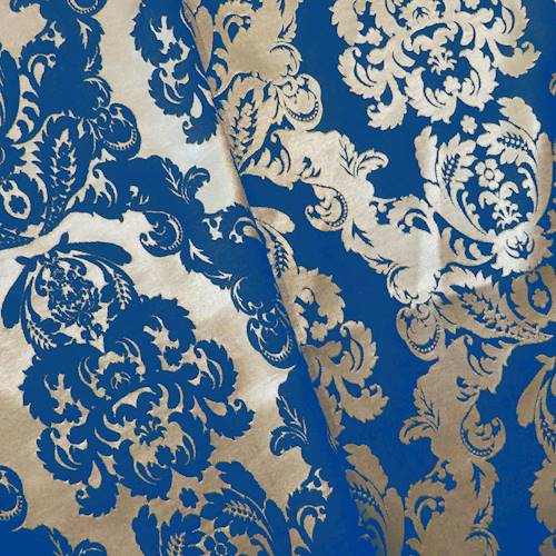 Deep Blue/Gold Baroque Stretch Brocade 71110