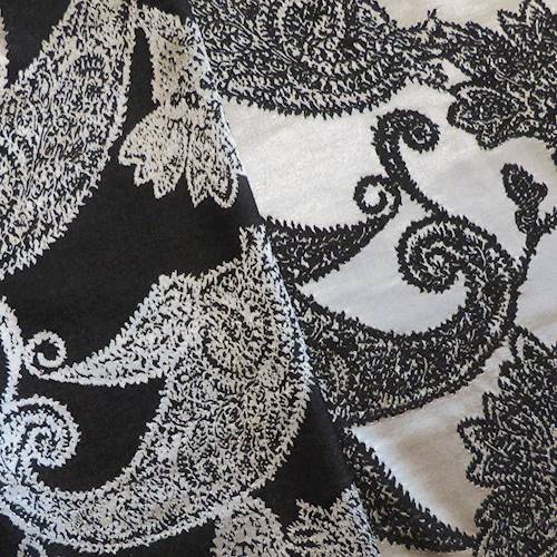 Black/Gold Paisley Floral Stretch Brocade 71113