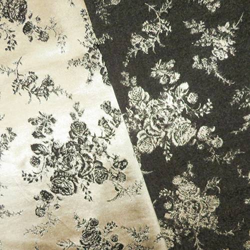 Black/Champagne Gold Floral Stretch Brocade 71117