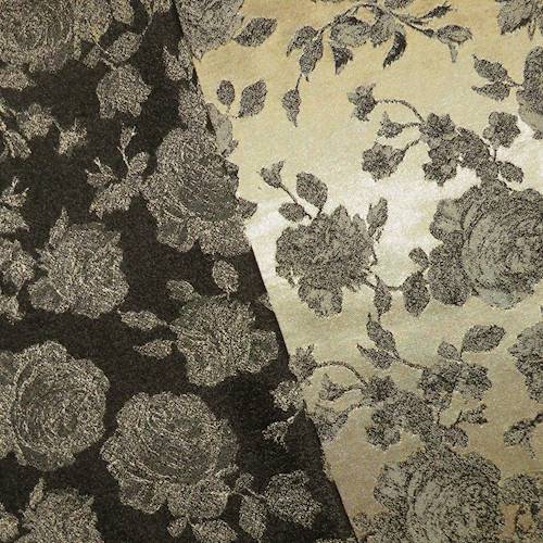 Black/Dusty Gold Floral Stretch Brocade 71128