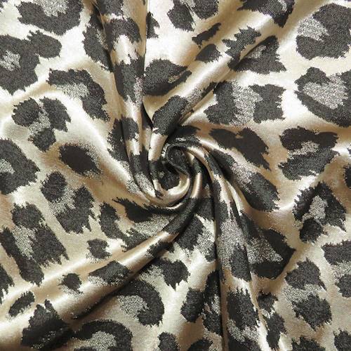 Black/Gold Leopard Pattern Stretch Brocade 71132