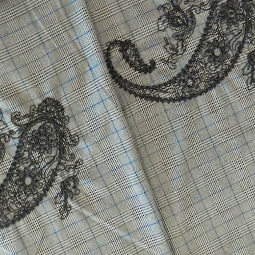 Black/Aegean Blue/Multi Paisley Embroidered Plaid Jacketing 71133