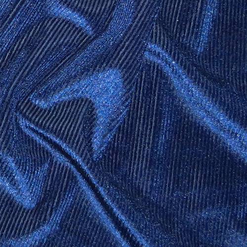 Mystic Night Blue Semi-Opaque Pile Stripe Velvet Knit 71151