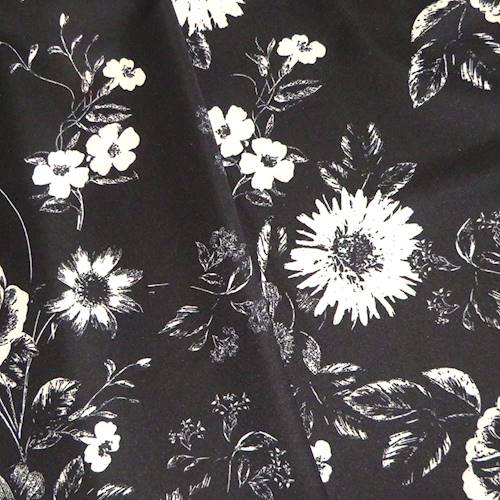 Black/White Floral Printed Double Knit Jacketing 71160
