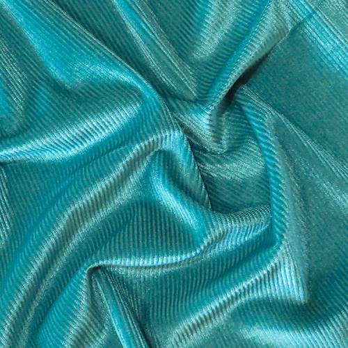 Teal Semi-Opaque Pile Stripe Velvet Knit 71163