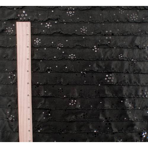 *4 7/8 YD PC--Black Dot Print Ruffle Knit