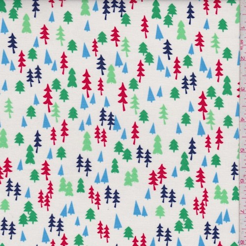 White Mini Tree Print Cotton